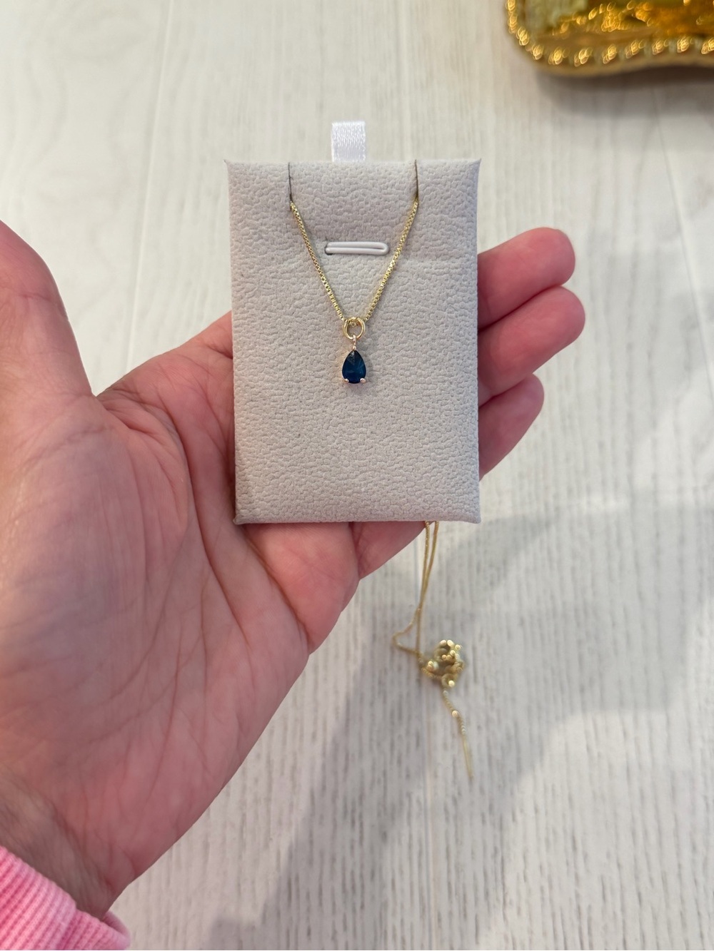 Gold Teardrop Sapphire Pendant Necklace - Women Jewelry, 18k gold plated